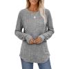 imageSaloogoe Womens Long Sleeve Top Crewneck Basic Lightweight Fall Shirt with Thumb HoleLightgrey