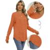imageSaloogoe Womens Long Sleeve Top Crewneck Basic Lightweight Fall Shirt with Thumb HoleOrange