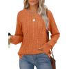 imageSaloogoe Womens Long Sleeve Top Crewneck Basic Lightweight Fall Shirt with Thumb HoleOrange