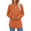 imageSaloogoe Womens Long Sleeve Top Crewneck Basic Lightweight Fall Shirt with Thumb HoleOrange