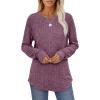 imageSaloogoe Womens Long Sleeve Top Crewneck Basic Lightweight Fall Shirt with Thumb HolePurple Red