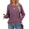 imageSaloogoe Womens Long Sleeve Top Crewneck Basic Lightweight Fall Shirt with Thumb HolePurple Red