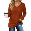 imageSaloogoe Womens Long Sleeve Tops V Neck Shirts Lightweight Tunic Sweaters Fashion 2024All Caramel