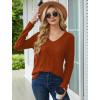 imageSaloogoe Womens Long Sleeve Tops V Neck Shirts Lightweight Tunic Sweaters Fashion 2024All Caramel