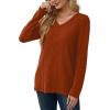 imageSaloogoe Womens Long Sleeve Tops V Neck Shirts Lightweight Tunic Sweaters Fashion 2024All Caramel