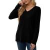 imageSaloogoe Womens Long Sleeve Tops V Neck Shirts Lightweight Tunic Sweaters Fashion 2024Black