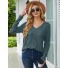 imageSaloogoe Womens Long Sleeve Tops V Neck Shirts Lightweight Tunic Sweaters Fashion 2024Blue