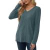imageSaloogoe Womens Long Sleeve Tops V Neck Shirts Lightweight Tunic Sweaters Fashion 2024Blue