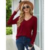 imageSaloogoe Womens Long Sleeve Tops V Neck Shirts Lightweight Tunic Sweaters Fashion 2024Burgundy