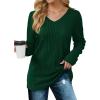 imageSaloogoe Womens Long Sleeve Tops V Neck Shirts Lightweight Tunic Sweaters Fashion 2024Dark Green