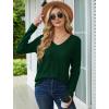 imageSaloogoe Womens Long Sleeve Tops V Neck Shirts Lightweight Tunic Sweaters Fashion 2024Dark Green
