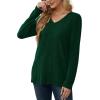 imageSaloogoe Womens Long Sleeve Tops V Neck Shirts Lightweight Tunic Sweaters Fashion 2024Dark Green
