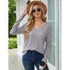 imageSaloogoe Womens Long Sleeve Tops V Neck Shirts Lightweight Tunic Sweaters Fashion 2024Grey