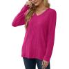 imageSaloogoe Womens Long Sleeve Tops V Neck Shirts Lightweight Tunic Sweaters Fashion 2024Hot Pink