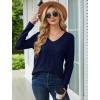 imageSaloogoe Womens Long Sleeve Tops V Neck Shirts Lightweight Tunic Sweaters Fashion 2024Navy Blue