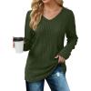 imageSaloogoe Womens Long Sleeve Tops V Neck Shirts Lightweight Tunic Sweaters Fashion 2024Oliver Green