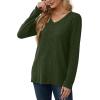imageSaloogoe Womens Long Sleeve Tops V Neck Shirts Lightweight Tunic Sweaters Fashion 2024Oliver Green