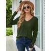 imageSaloogoe Womens Long Sleeve Tops V Neck Shirts Lightweight Tunic Sweaters Fashion 2024Oliver Green
