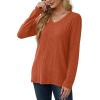 imageSaloogoe Womens Long Sleeve Tops V Neck Shirts Lightweight Tunic Sweaters Fashion 2024Orange