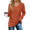 imageSaloogoe Womens Long Sleeve Tops V Neck Shirts Lightweight Tunic Sweaters Fashion 2024Orange