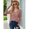 imageSaloogoe Womens Long Sleeve Tops V Neck Shirts Lightweight Tunic Sweaters Fashion 2024Pink