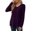 imageSaloogoe Womens Long Sleeve Tops V Neck Shirts Lightweight Tunic Sweaters Fashion 2024Purple