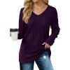 imageSaloogoe Womens Long Sleeve Tops V Neck Shirts Lightweight Tunic Sweaters Fashion 2024Purple