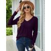 imageSaloogoe Womens Long Sleeve Tops V Neck Shirts Lightweight Tunic Sweaters Fashion 2024Purple