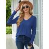 imageSaloogoe Womens Long Sleeve Tops V Neck Shirts Lightweight Tunic Sweaters Fashion 2024Royal Blue