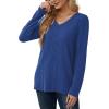 imageSaloogoe Womens Long Sleeve Tops V Neck Shirts Lightweight Tunic Sweaters Fashion 2024Royal Blue