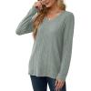 imageSaloogoe Womens Long Sleeve Tops V Neck Shirts Lightweight Tunic Sweaters Fashion 2024Sage Green