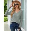 imageSaloogoe Womens Long Sleeve Tops V Neck Shirts Lightweight Tunic Sweaters Fashion 2024Sage Green