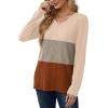 imageSaloogoe Womens Long Sleeve Tops V Neck Shirts Lightweight Tunic Sweaters Fashion 2024Unique Color Block1