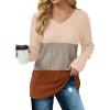 imageSaloogoe Womens Long Sleeve Tops V Neck Shirts Lightweight Tunic Sweaters Fashion 2024Unique Color Block1