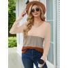 imageSaloogoe Womens Long Sleeve Tops V Neck Shirts Lightweight Tunic Sweaters Fashion 2024Unique Color Block1