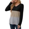 imageSaloogoe Womens Long Sleeve Tops V Neck Shirts Lightweight Tunic Sweaters Fashion 2024Unique Color Block2