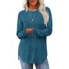 imageSaloogoe Long Sleeve Shirts for Women Tunic Tops for Women Loose Fit Dressy Crew Neck Pullover Basic Sweaters for Women 2024Turquoise Blue