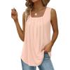 imageSaloogoe Summer Tank Tops for Women Loose Fit Pleated Square Neck Sleeveless Tops Curved Hem Flowy06pink