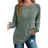 imageSaloogoe Sweatshirt for Women Crewneck Pleated Long Sleeve Shirts Tunic Tops Fashion Winter Clothing 2025Classic Green