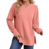 imageSaloogoe Sweatshirt for women Side Split Fall Fashion 2025 Long Sleeve Shirts Trending Now02pink