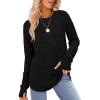 imageSaloogoe Womens Long Sleeve Top Crewneck Basic Lightweight Fall Shirt with Thumb HoleBlack