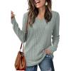 imageSaloogoe Womens Long Sleeve Tops V Neck Shirts Lightweight Tunic Sweaters Fashion 2024Sage Green