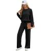 imageSaloogoe Lounge Sets for Women 2 Piece Sweatsuits Travel Outfits Fall Crewneck Sweatshirts Wide Leg Sweatpants Matching Sets