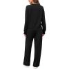 imageSaloogoe Lounge Sets for Women 2 Piece Sweatsuits Travel Outfits Fall Crewneck Sweatshirts Wide Leg Sweatpants Matching Sets