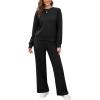 imageSaloogoe Lounge Sets for Women 2 Piece Sweatsuits Travel Outfits Fall Crewneck Sweatshirts Wide Leg Sweatpants Matching Sets