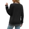 imageSaloogoe Sweatshirts for Women Crewneck Long Sleeve Loose Fit Tops Color Block Ribbed Trim Fashion 2024Cblack