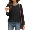 imageSaloogoe Sweatshirts for Women Crewneck Long Sleeve Loose Fit Tops Color Block Ribbed Trim Fashion 2024Cblack
