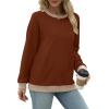 imageSaloogoe Sweatshirts for Women Crewneck Long Sleeve Loose Fit Tops Color Block Ribbed Trim Fashion 2024Ccaramel