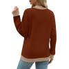 imageSaloogoe Sweatshirts for Women Crewneck Long Sleeve Loose Fit Tops Color Block Ribbed Trim Fashion 2024Ccaramel
