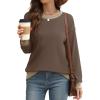 imageSaloogoe Sweatshirts for Women Crewneck Long Sleeve Loose Fit Tops Color Block Ribbed Trim Fashion 2024Dcoffee